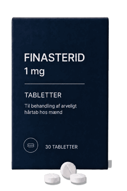 Mørkeblå æske med medicin mod hårtab